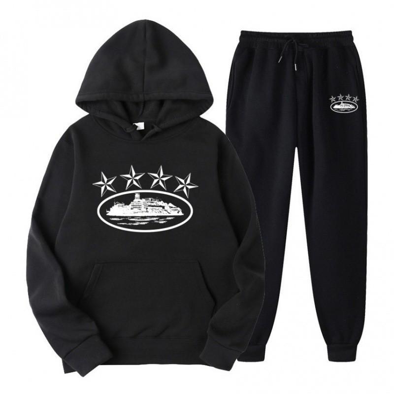 Tuta Sportiva con Cappuccio Oversize Foderata in Pile Misto Cotone per Uomo Donna Streetwear Outfit Invernale Casual Hip Hop