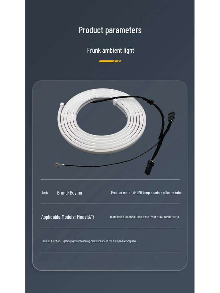 Tesla Model Y/Model 3 Front Trunk Ambient Light Strip (21-23) Interior Accessory.