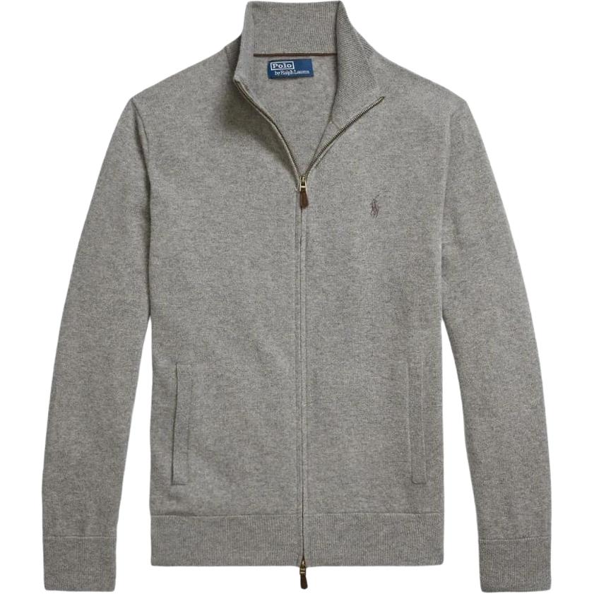 Polo Ralph Lauren Solid Logo Zip Long Sleeve Knit Sweater Men Sweater Gray 710974149-002