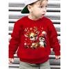 Christmas Boys' Autumn Winter Fashion -Lined Crew Neck Sweatshirt with Reindeer and Penguin Cartoon Print Loose Casual Long Sleeve Pullover WY6744