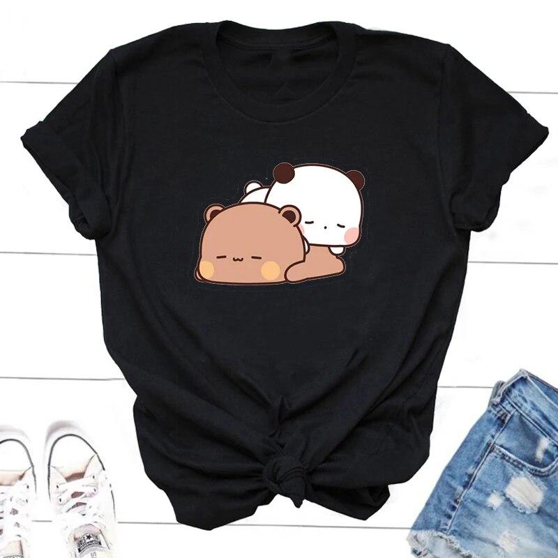 Cute Bubu and Dudu Are Sleeping Cute T Shirts Women Cotton Kawaii Cartoon Funny Graphic Tshirt Summer O Neck 90s Clothes Tees Unisex