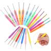 22Pcs Set Crochet Hooks Set Color Plastic Handle Aluminum Hook for Yarn Knitting Crafts Needles