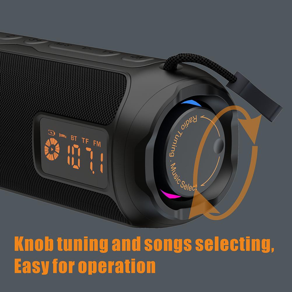 Bluetooth Speaker LED Display Portable Outdoor Wireless Speaker Built-in 4500mAh Rechargeable Radio Waterproof Sound Box Speaker