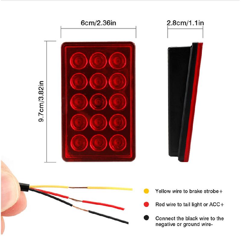 Red Rear Brake Light With 15 Leds For Racing Cars, Motorcycles And Automobiles