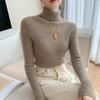 Women's Slim Fit Wool & Cashmere High Neck Sweater - Seamless, Solid Color for Autumn/Winter.