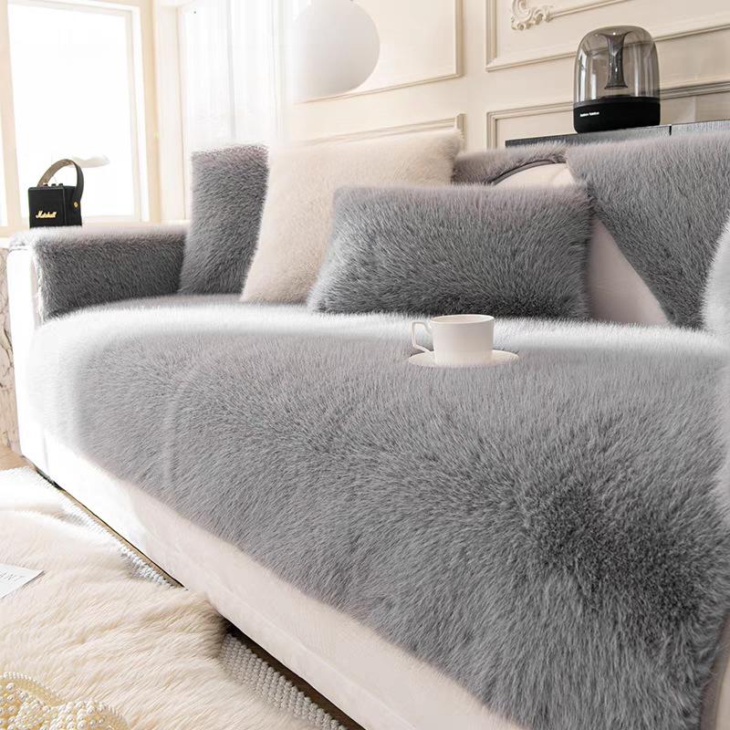 1pc French Thickened Plush Sofa Slipcover, Sofa Cover, Anti-Cat Scratch Couch Cover Furniture Protector For Bedroom Office Living Room Home Decor