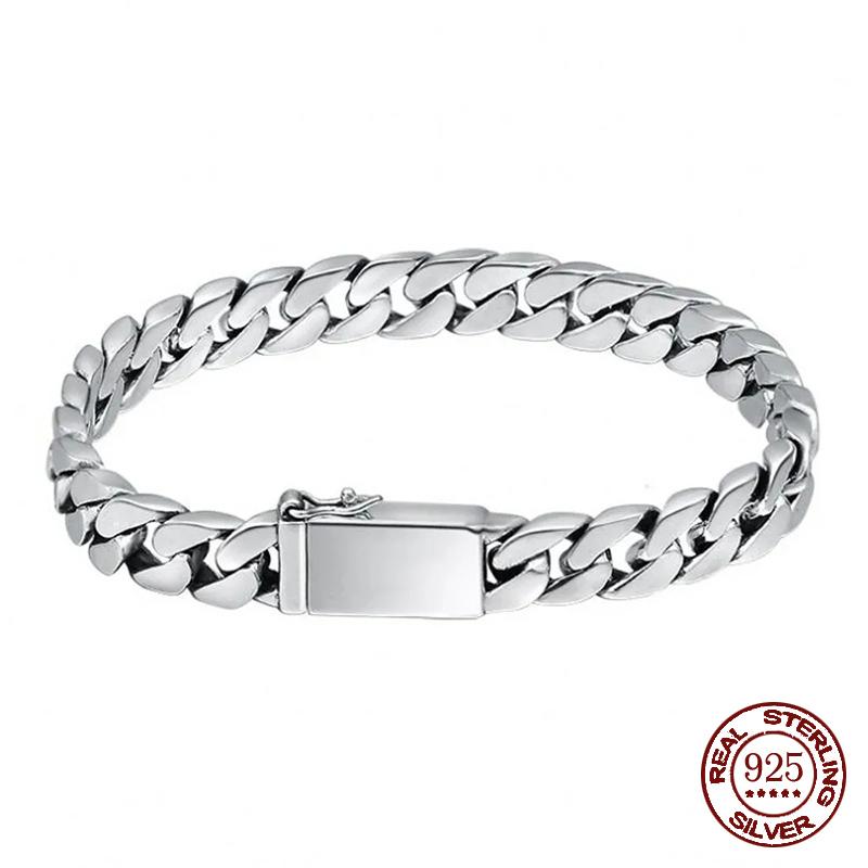100% S925 Silver Bracelet 8MM Punk S925 Silver Jewelry Never Fade Carry Men Women Jewelry Gifts