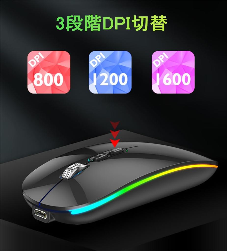[Multi-Connection & Backlit] Wireless Mouse with Dual 2.4GHz and Bluetooth 5.1 Connections, Slim, Rechargeable Type-C, Simultaneous Connection with
