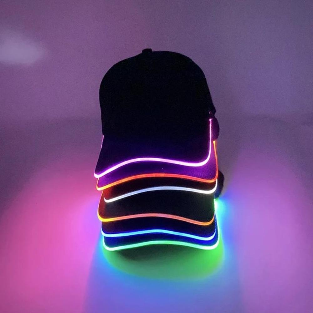 Sonnenschutz LED-Licht Baseballkappe Verstellbar Hip-Hop Leuchtende Mütze Bühnenperformance