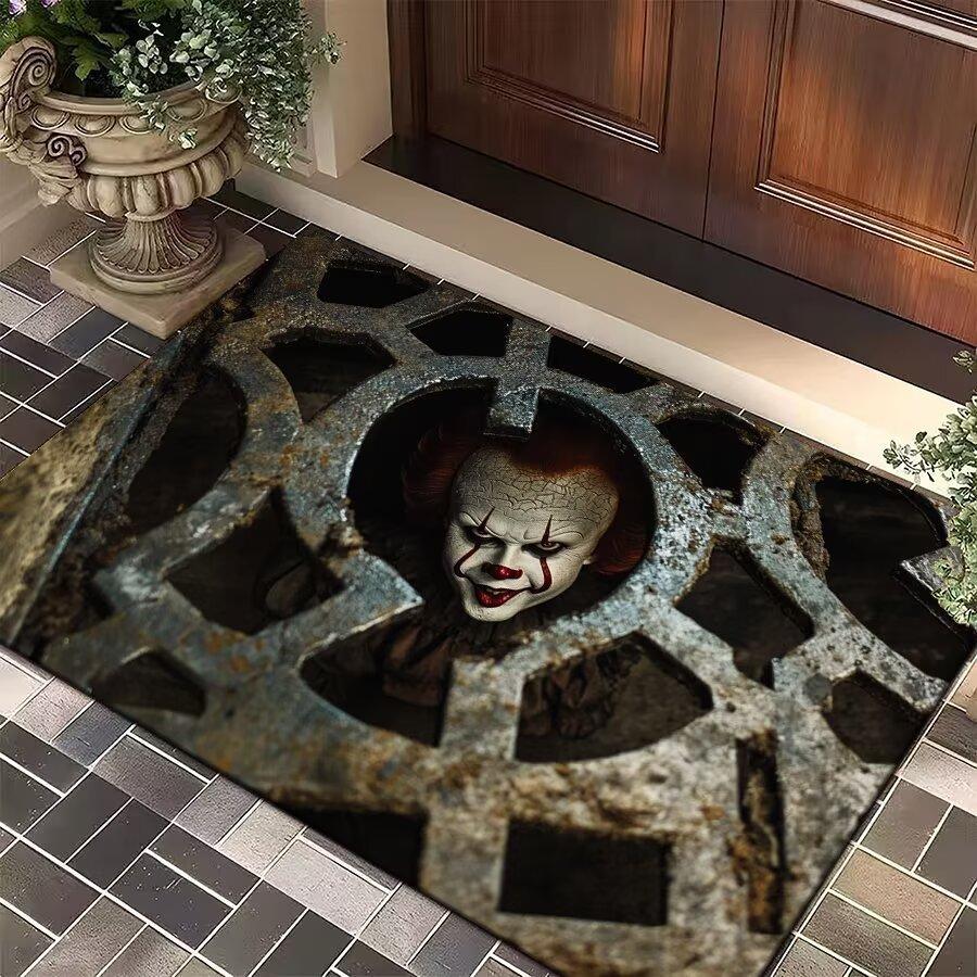 Halloween Děsivý Strašidelný Klaun 3D Iluze Rohožka Protiskluzová Hrůzostrašná Dekorace Vstupní Prahy Snadno Čistitelná Párty Domácí Dekorace