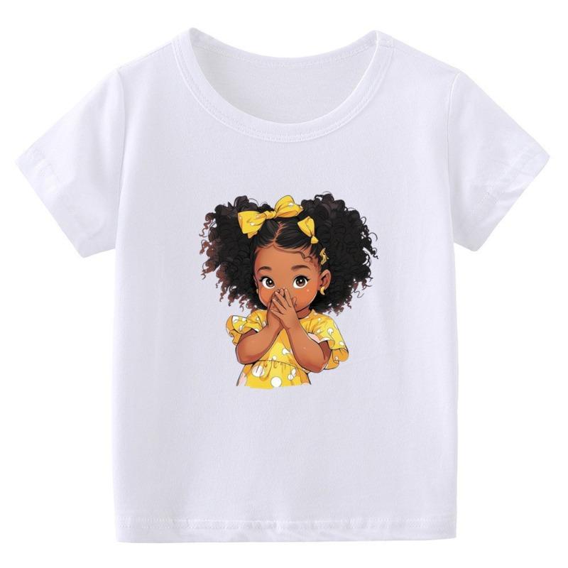 2026 New Childrens Tshirt Cartoon Personality Print Pure Cotton Round Neck Parentchild Short Sleeved Summer Boys and Girls
