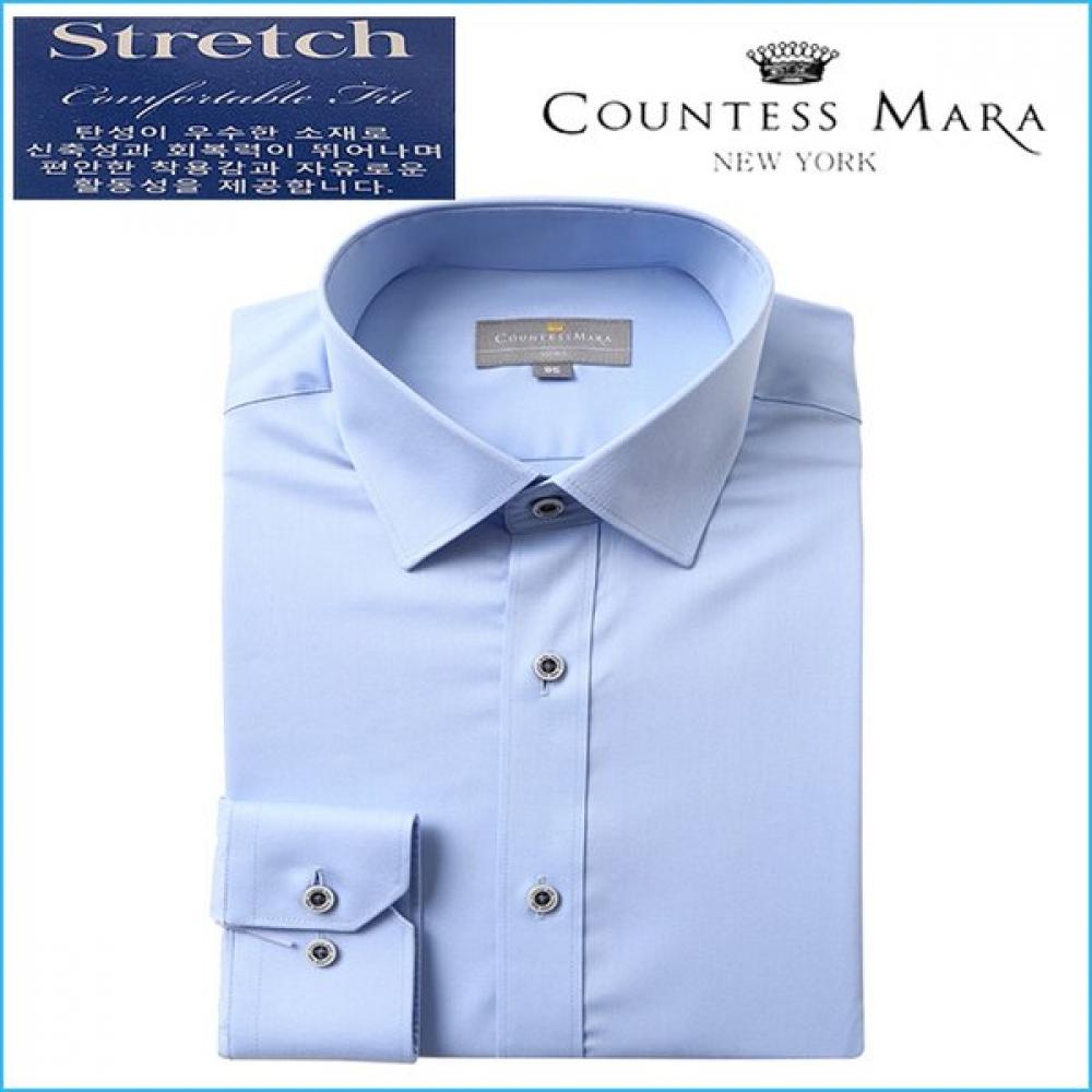 Countess Mara Slim Fit Blue Wrinkle Free Stretch Long Sleeve Shirt Cdh3b53011b0 01/100
