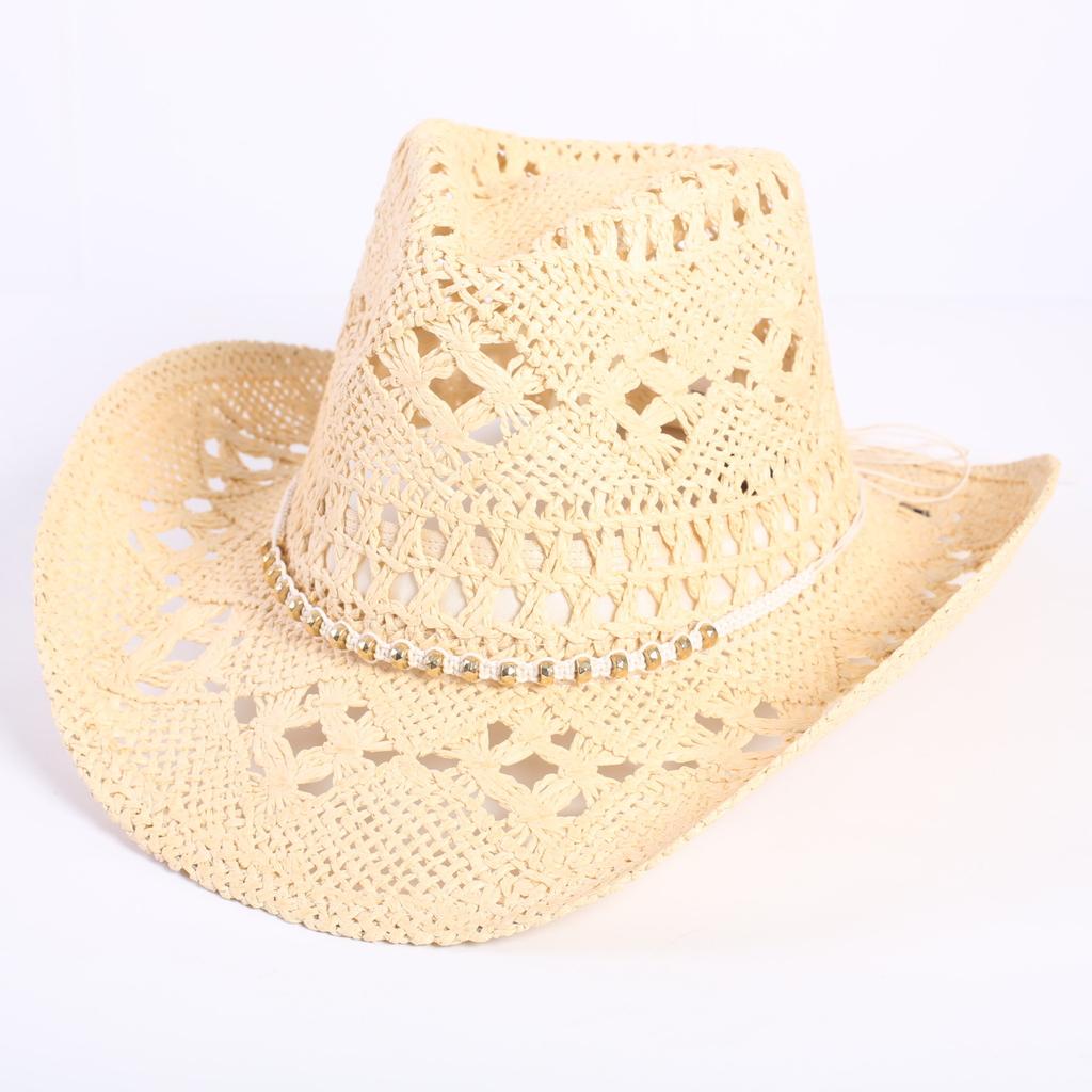 Popular sombrero de vaquero occidental hueco clásico europeo y americano, moda para hombre y mujer, sombrero de paja transpirable para vacaciones, protección solar