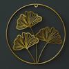 Hanging Gold Iron Arts Leaves Sculpture Ginkgo Leaf Ornaments Wall Decoration Metal Round Pendant