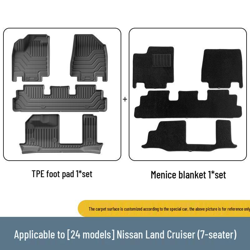 Custom All-TPE Floor, Trunk, and Seat Back Mats for 24 Nissan Land Cruiser Models