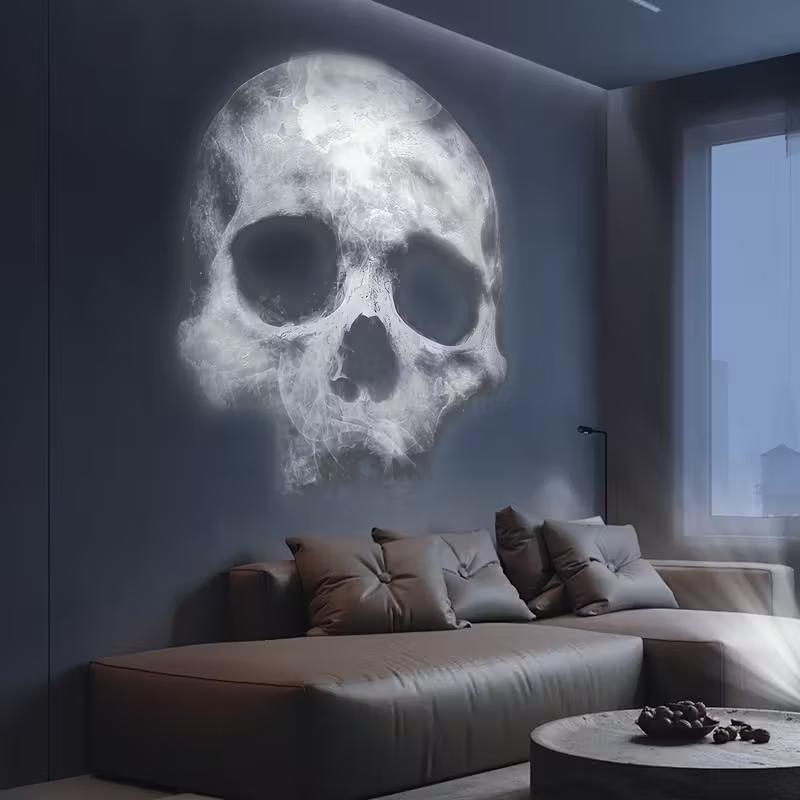 Halloween USB Projector Light Skull NightLight Ghost LED Lamp 360Degree Rotating Switchable Pattern Design Dark & Night Ambianc
