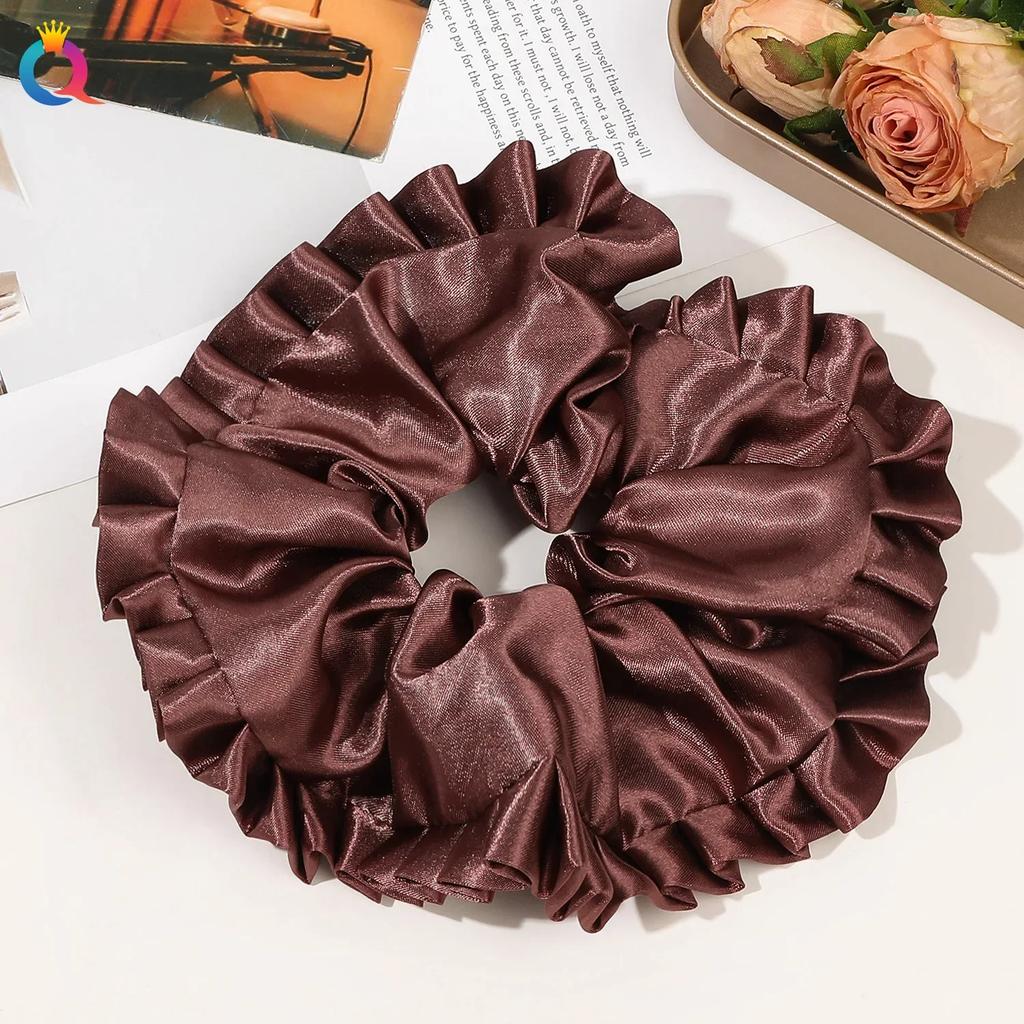 Ins Oversized Satin Scrunchies French Romantic Elastic Hair Bands Ponytail Holder Hair Rope Ties Women Girls Hair Accessories