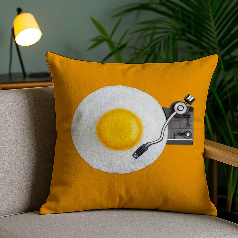 Funny Pillow Food Fried Egg Case Home Dorm Chair Back Short Plush Double-sided Printing Office Nap Time Cushion Cover