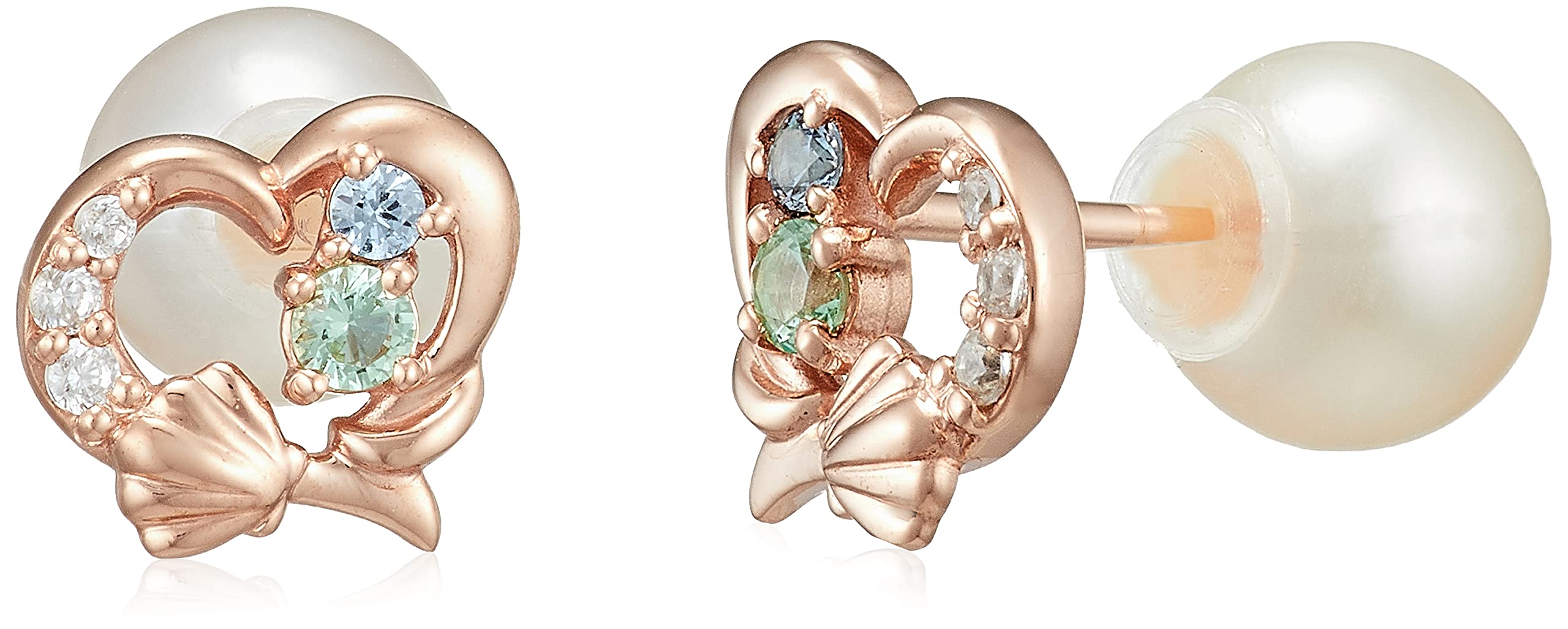 

ESTELLE Disney The Little Mermaid Silver with Pink Gold Plated Cubic Zirconia Earrings (0771-0695-0019-0000)