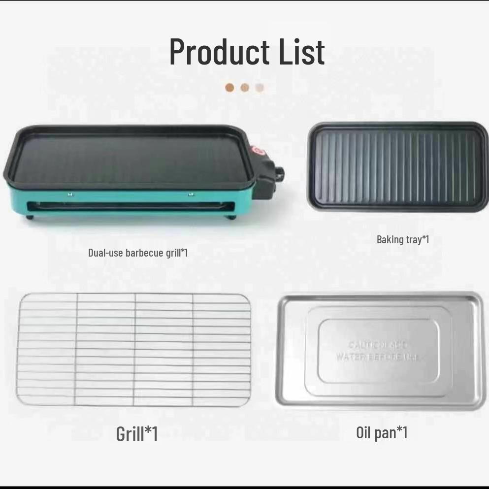 Electric Smokeless Non-stick BBQ Grill for Indoor/Outdoor Use