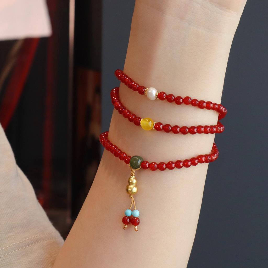 Natural Agate Bracelet Three-Circle Bracelet. Fashion Women Daily Jewelry Lucky Gift