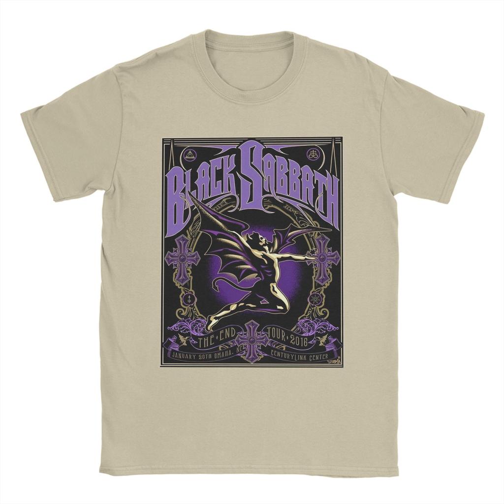 Black The End World Tour Sabbathes Men T Shirt Metal Rock Cool Tees Short Sleeve Crew Neck T-Shirt Cotton Big Size Clothes