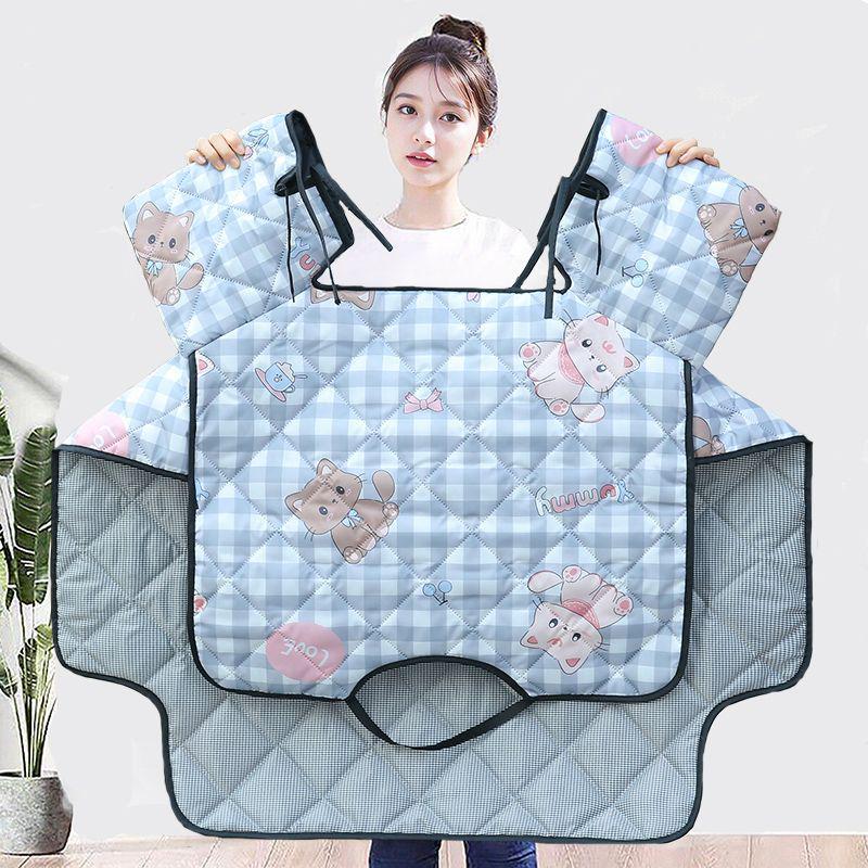 Four Seasons Electric Motorcycle Windshield Cover with Sunshade, Breathable Pockets, and Side Wings for Year-Round Protection.