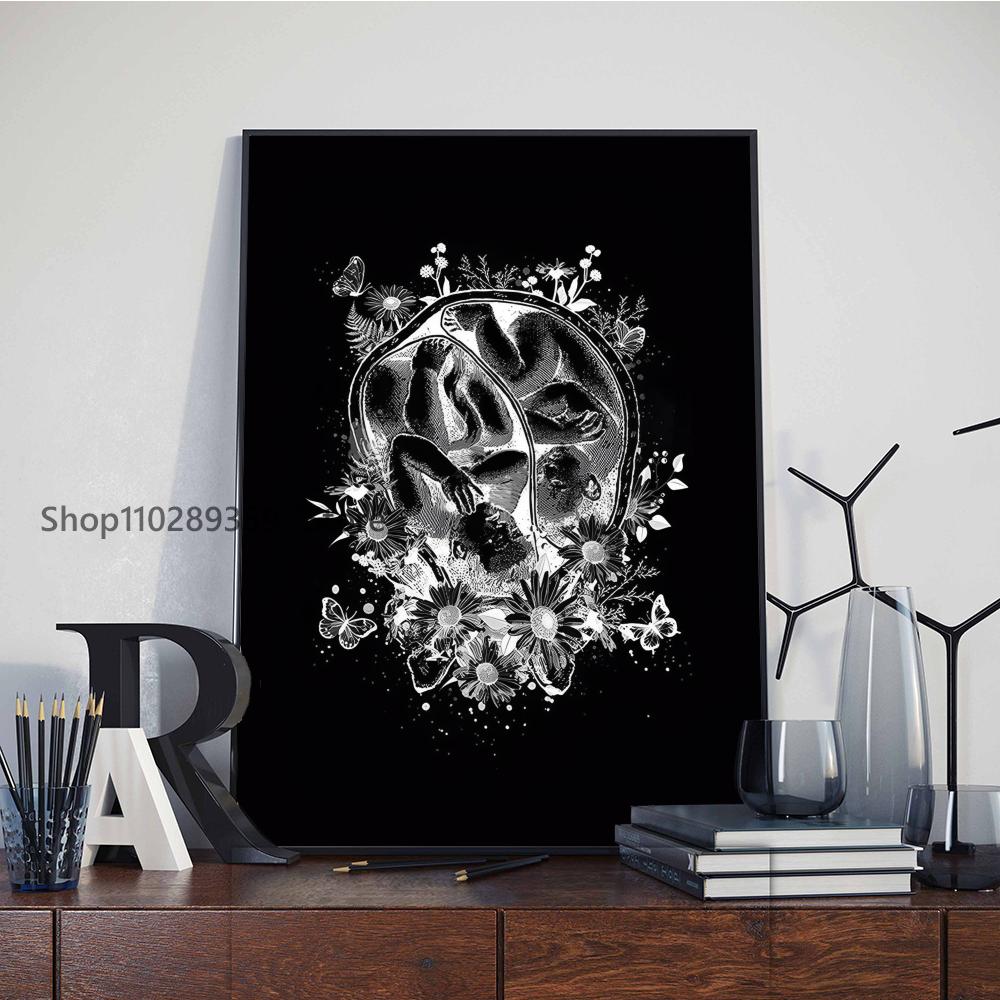 1pc Black White Anatomy Skeleton Poster Paper Print Home Bedroom Entrance Bar Cafe Art Painting Decoration