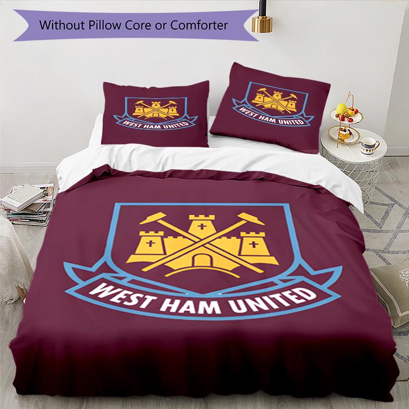 West Ham United Pattern Printed Pattern Duvet Cover Set – includes 1 duvet cover and 2 matching pillowcases Bedroom decor Christmas gifts
