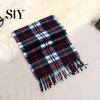 Soft Plaid Scarf Unisex Winter Color Matching Print Tassel Thick Warm Double-sided Checkered Shawl Plush Long And Wide Keep Neck Protection Lady Fall