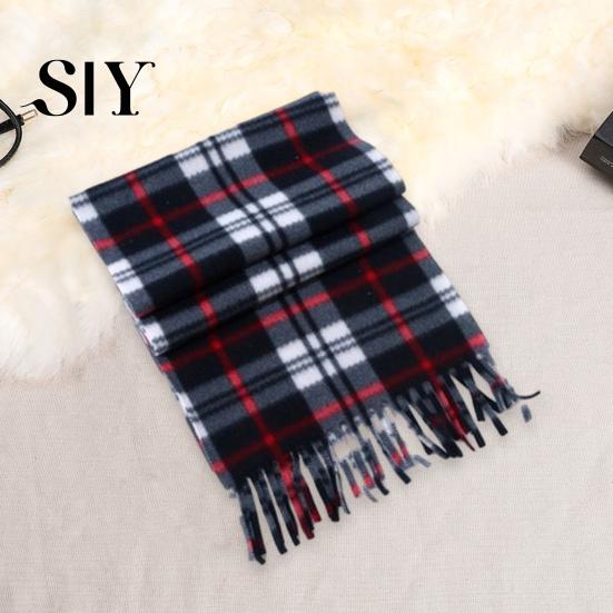 Soft Plaid Scarf Unisex Winter Color Matching Print Tassel Thick Warm Double-sided Checkered Shawl Plush Long And Wide Keep Neck Protection Lady Fall