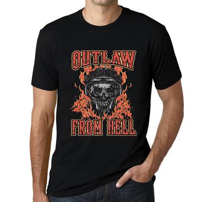 Camiseta masculina gráfica - Fora da lei do inferno - Camisa de caveira de fogo para homens