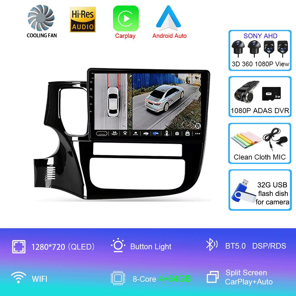 Car Radio Android 14 Carplay For Mitsubishi Outlander 3 GF0W GG0W 2012-2018 Multimedia Video Player Navigation Stereo GPS 2din