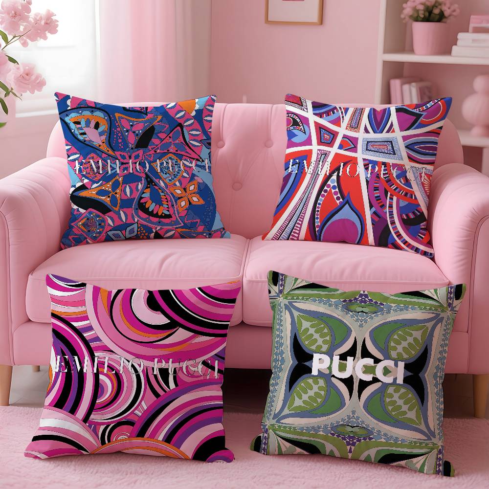E-Emilio Logo P-Pucci Pillow Case Safe Custom Photo Pillow, Anti-fade Brushed Fleece Cushion, Maternal & Infant Safe.