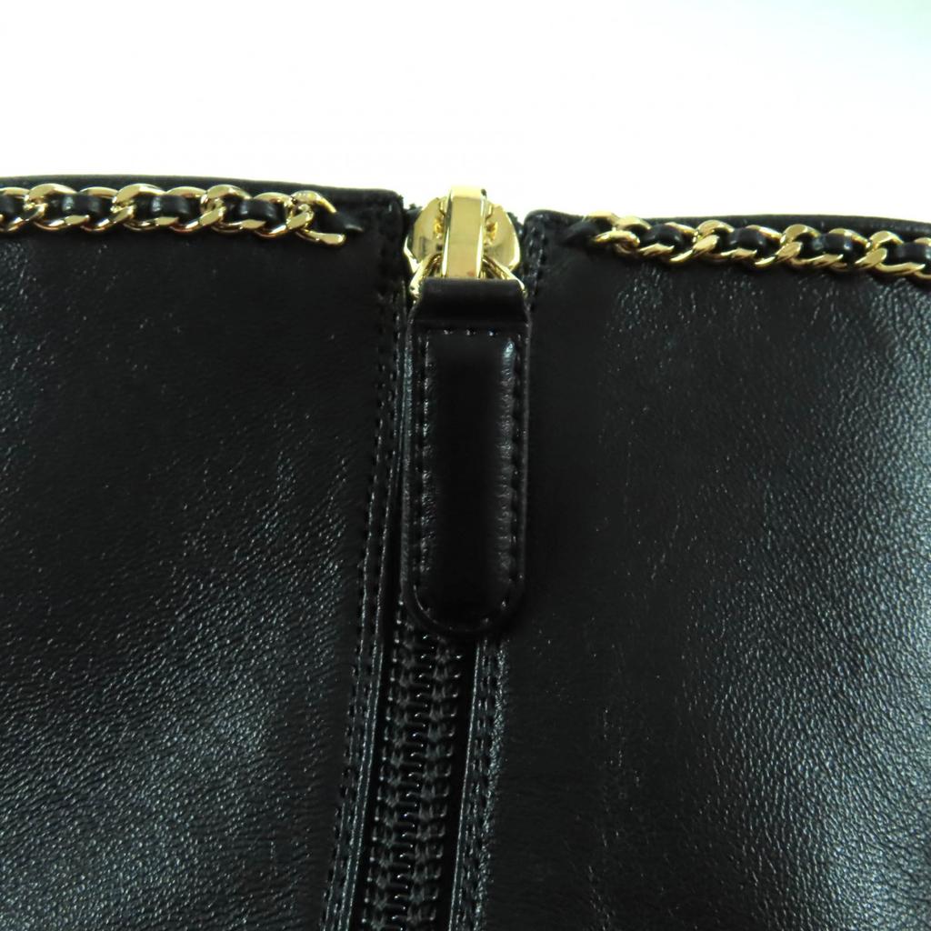 Great CHANEL short boots black leather Women 38 G37826 Used