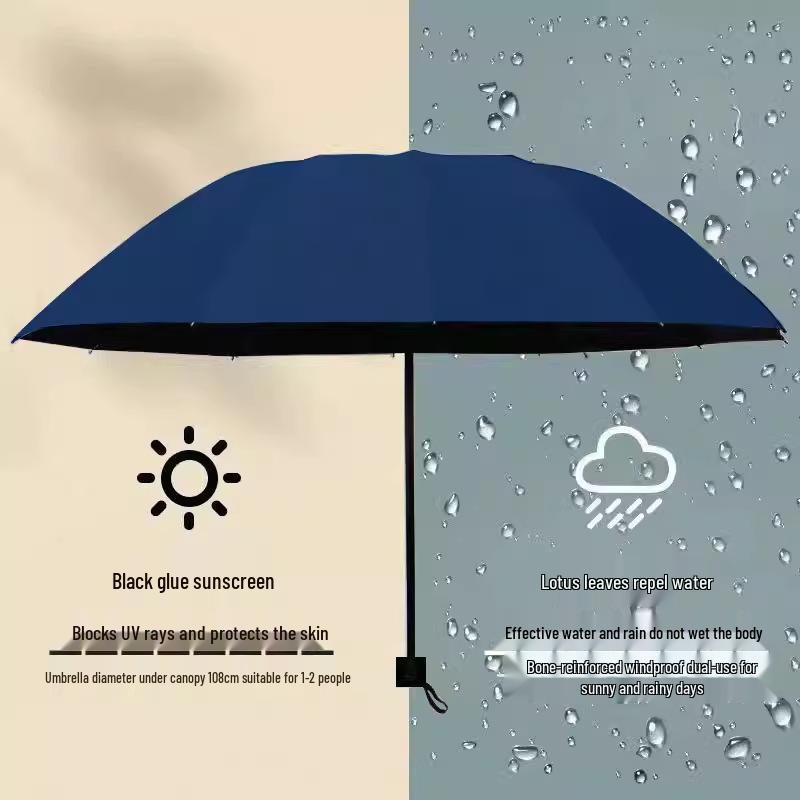 12-Rib Dual-Use Sun & Rain Umbrella for Men & Women - Large, UV Protection, Folding Double-Person Design