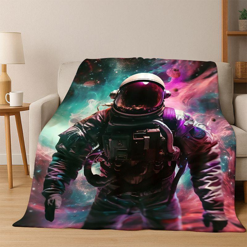 Cartoon Astronaut Universum Spaceman Weltraum Flanelldecke Weiche Warme Überwurfdecke für Schlafzimmer Wohnzimmer Bett Reise Kinder
