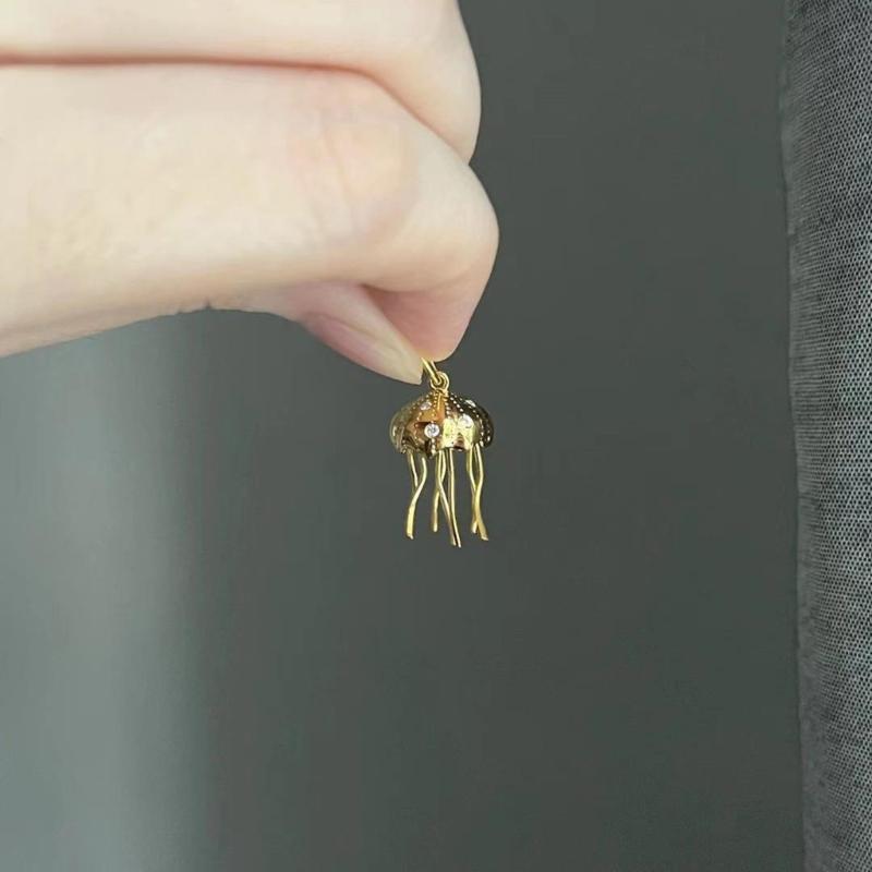 Handcrafted Vintage Octopus/Jellyfish Necklace Adjustable Length Clavicle Chain Accessory for Daily Wear