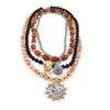 Retro Bohemian Multi-layer Beaded Necklace with Tarot Card and Compass Pendant