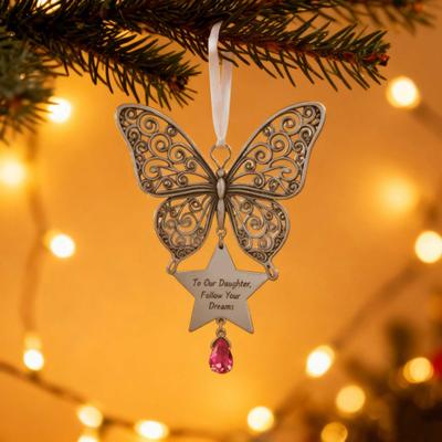 Metal Distressed Angel Decoration Handmade Silver Butterfly Charm Christmas Tree Hanging Ornament Keepsake Gifts for Women Her