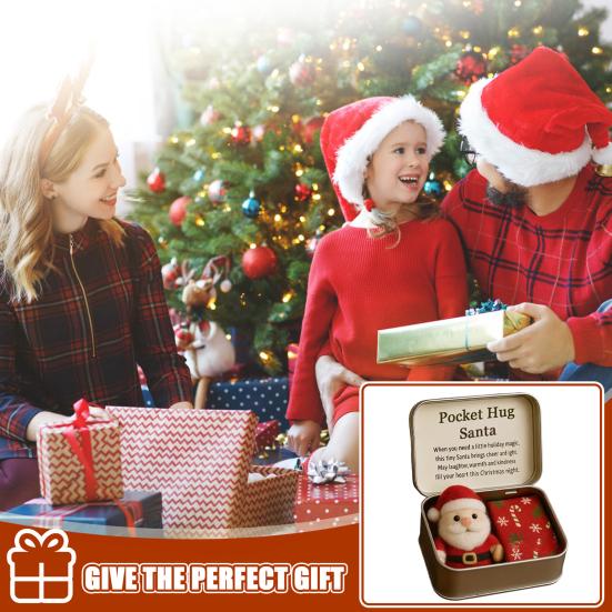 Christmas Pocket Hug Gift Handmade Felt Doll in A Box Little Pocket Hug with Gift Card Thoughtful Gift for Friends Family