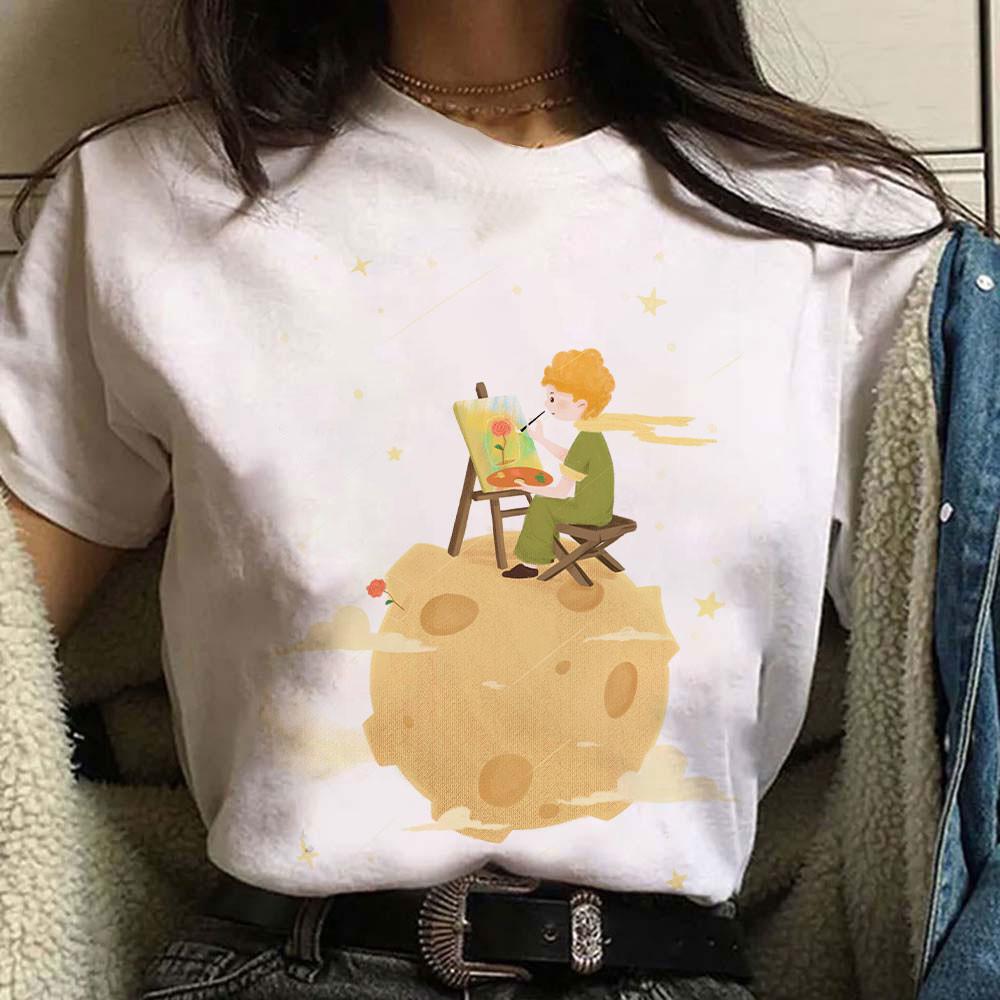 

Свободная простая простая с коротким рукавом с мультяшным принтом, удобная дышащая футболка высокого качества с круглым вырезом, 2024, новая женская повседневная футболка XL