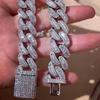 15mm Princess Cut Rectangle CZ Miami Cuban Bracelet Necklace Iced Out Square Cubic Zirconia Link Chain for Men