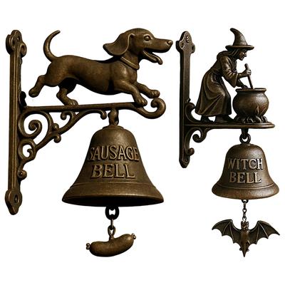 Clopoțel Metalic Retro de Bun Venit pentru Magazine Cățel Dachshund Vrăjitoare Clopoțel de Ușă de Exterior Suspendabil Inel Manual Clopoțel Decorativ Pentru Curte Grădină