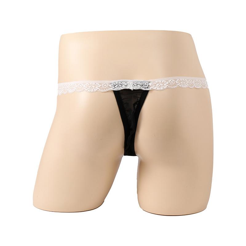 Bow Sissy Lingerie Men'S Sexy Elephant Nose Panties Mesh See Through T-Back Thong G-String  Stretch Long Penis Sheath Underwear