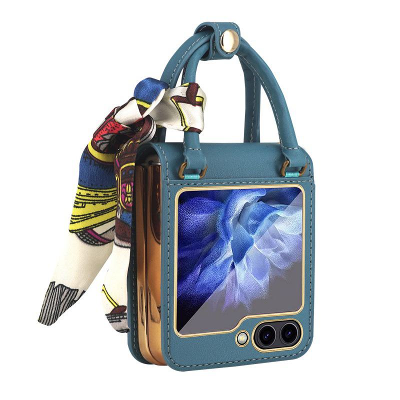 Stylish Silk Scarf Handheld Case for Samsung Z Flip 6, 3/4/5 Gen. - Elegant Cross-Border Design for Women.