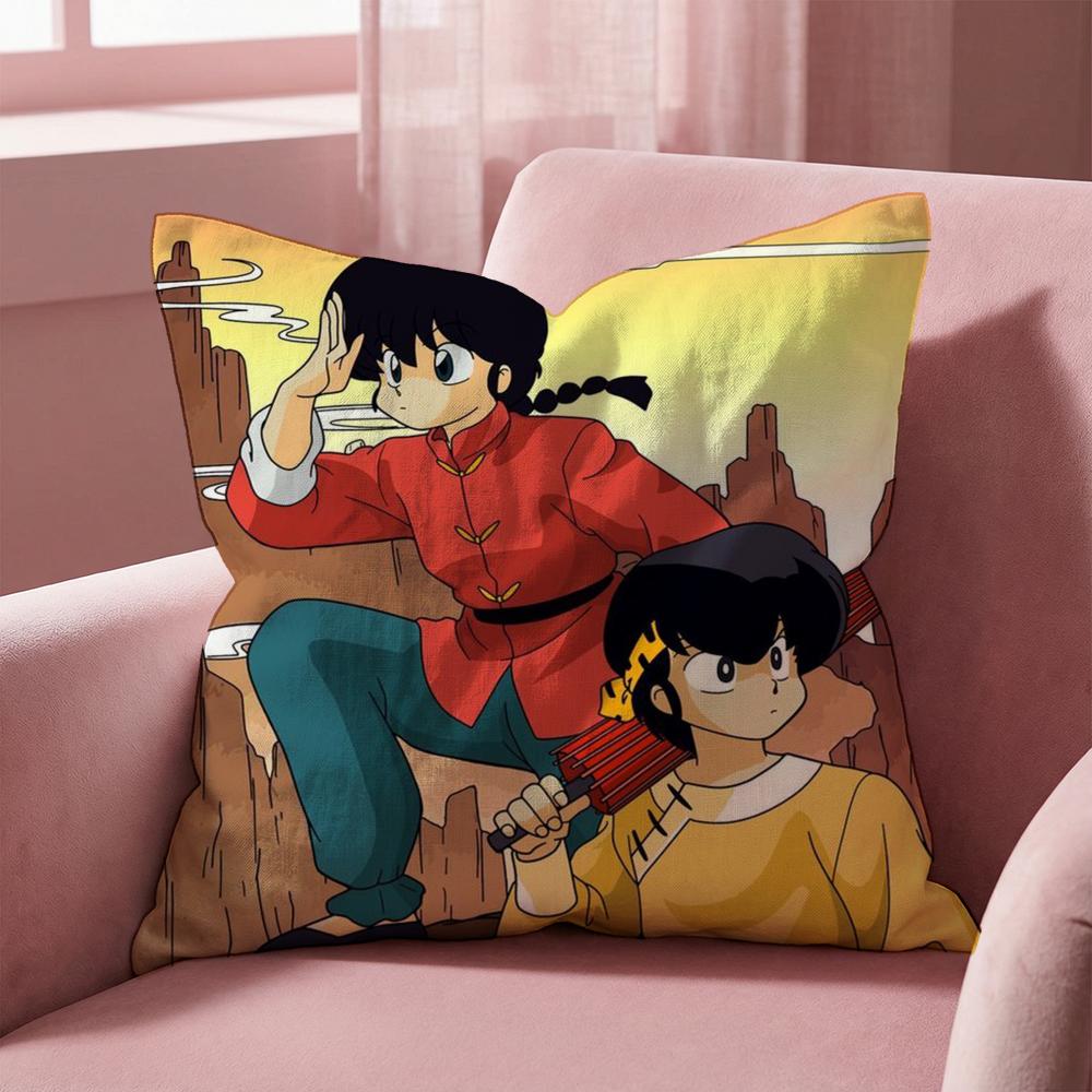 Cartoon R-Ranma1 1/2 Cushion Cover Multi-Scene Pillow Cover for Home & Car - Reversible, Soft & Durable for Daily Use