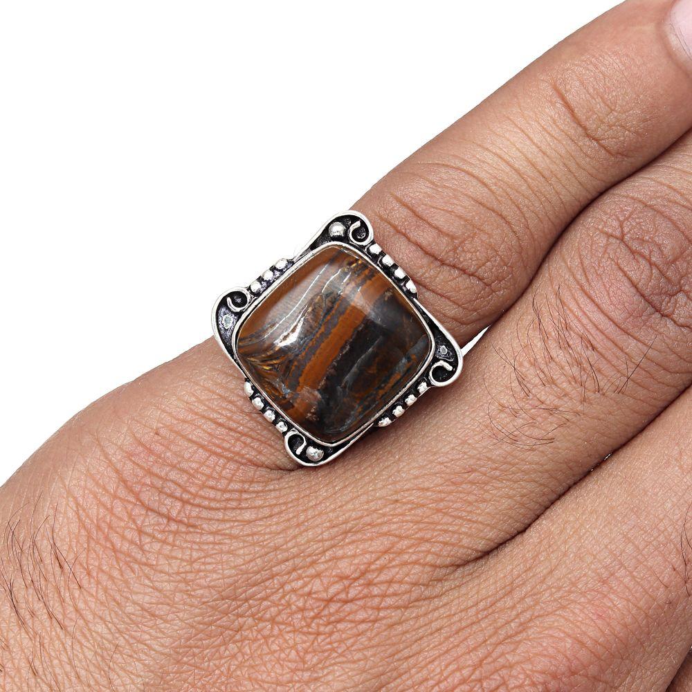 Multi Tiger's Eye Gemstone Handmade Silver Jewelry "8"