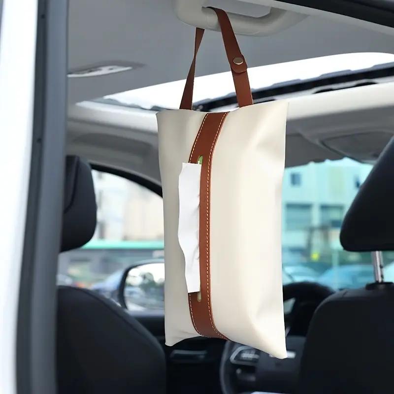 New Soft Leather Car Tissue Box Car Sun Visor Type Block Hanging Container Towel Napkin Holder Paper Rack Organizer Storage Bag