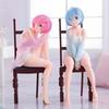Re:Zero Rem Ram Sitting On Chair Figure Cute PVC Action Figure Collectible Model Toy Anime Gift Starting Life Another World